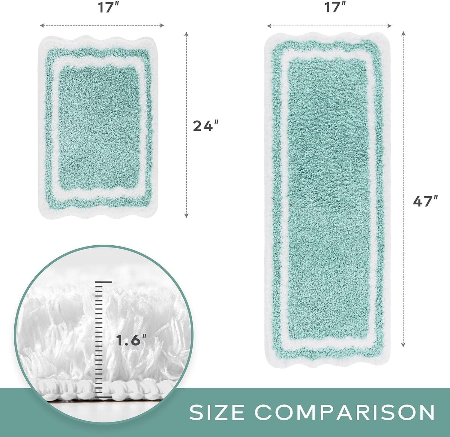 AIESY® Set of 2 Beautiful Luxury Rectangle Quick Dry Bath Mat
