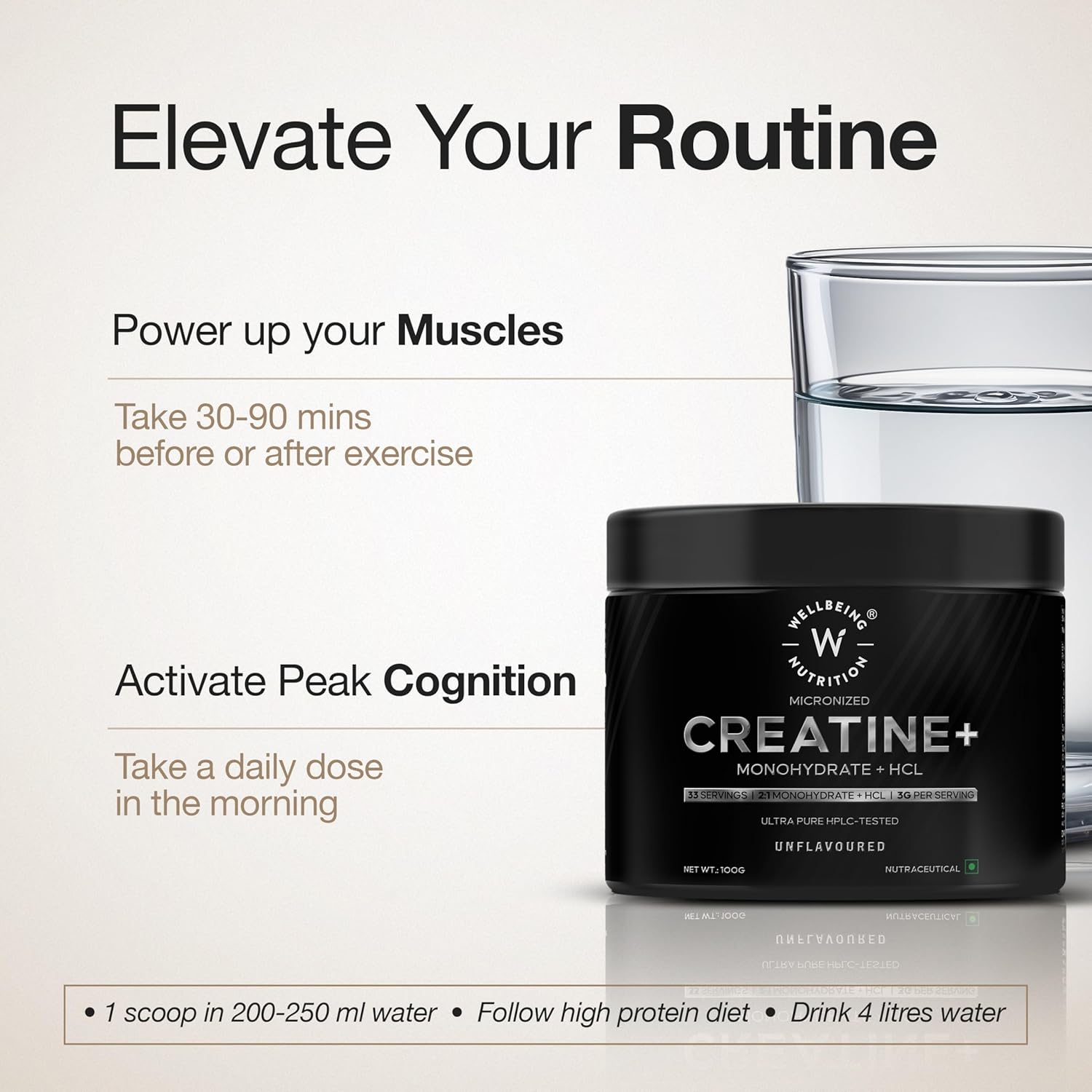 Wellbeing Nutrition Creatine Monohydrate+hcl Unflavored 100g