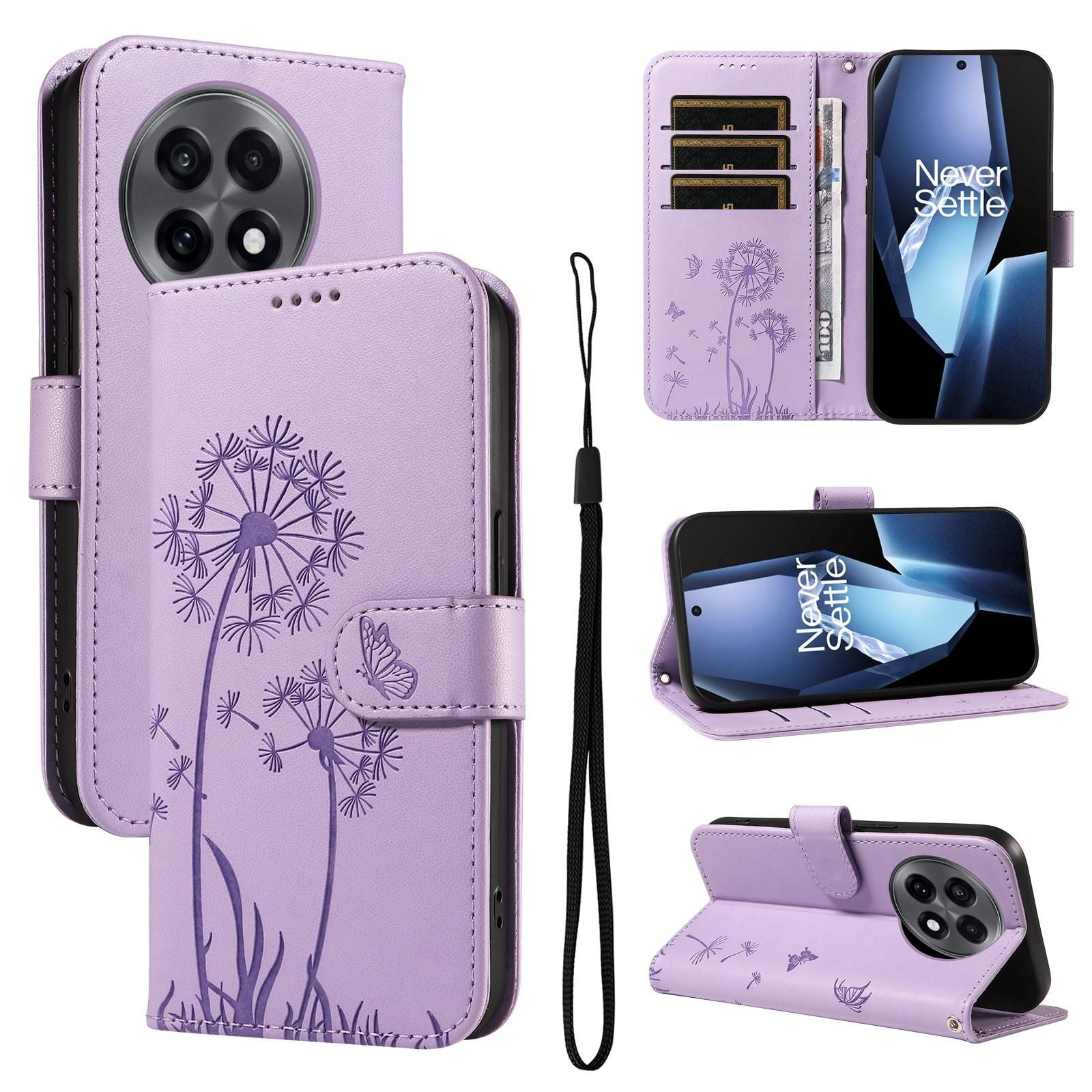 Dandelion Embossed Leather Case For OnePlus 13R 5G Global