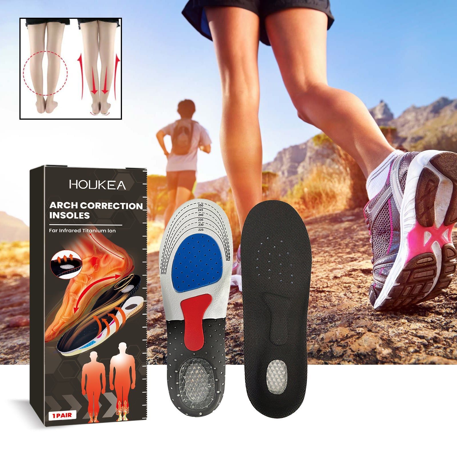 Boost Your Height with Corrective Insoles, Arch Support, Non-Slip, Wear-Resistant ,1 pair