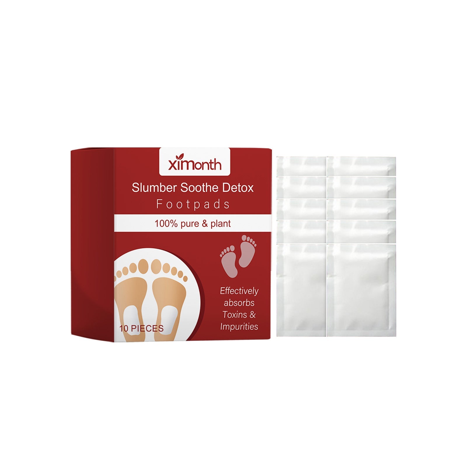 Bamboo Charcoal Foot Patch for Detox, Relaxation, Better Sleep, Foot Care ,10pieces