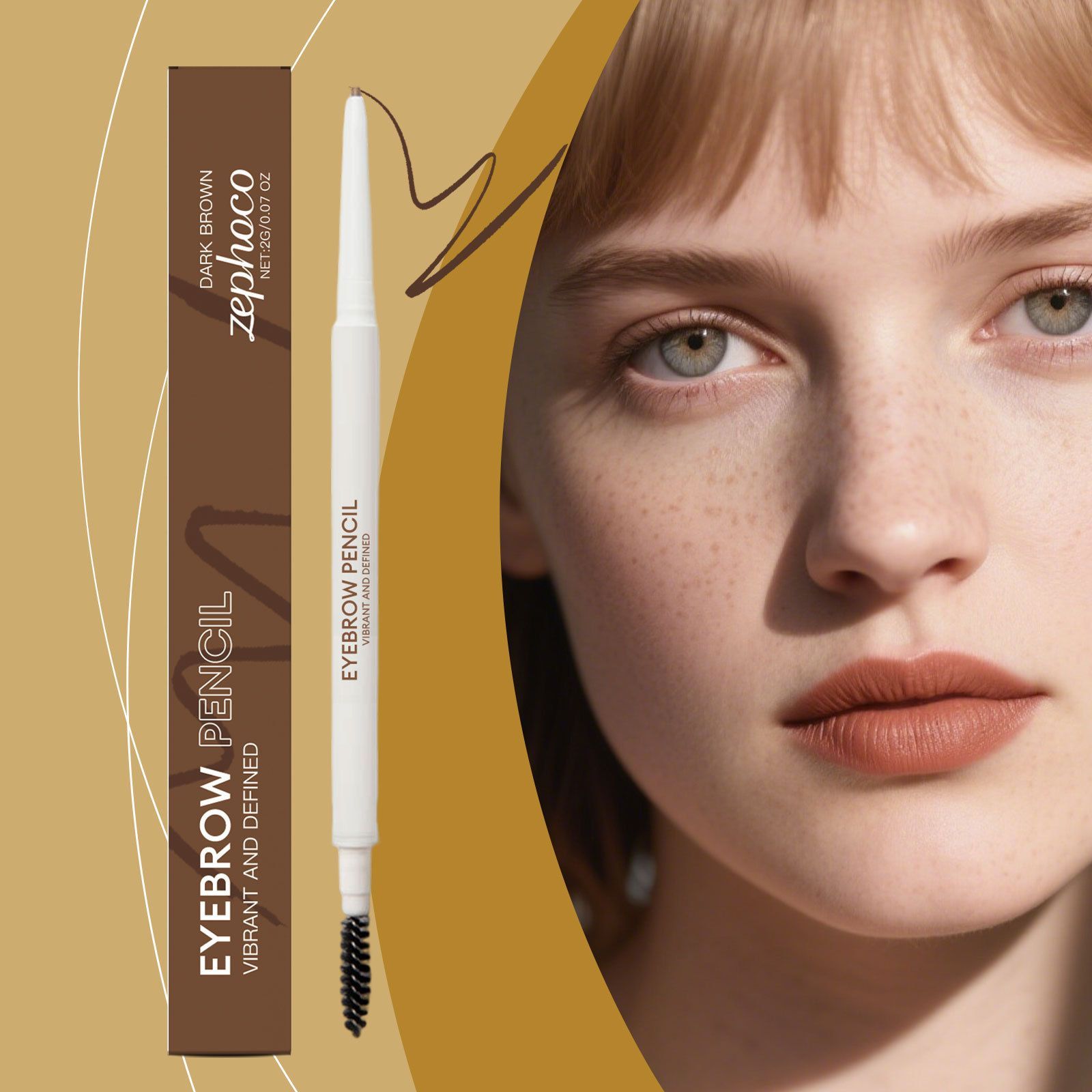 2g Dual End Eyebrow Pencil with Brush and Waterproof Brow Definer