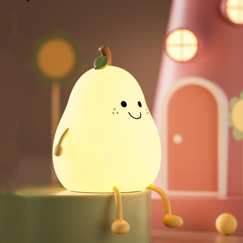 Pear Night Light for Kids Touch Control Nursery Led Lamp for Baby Room Decor