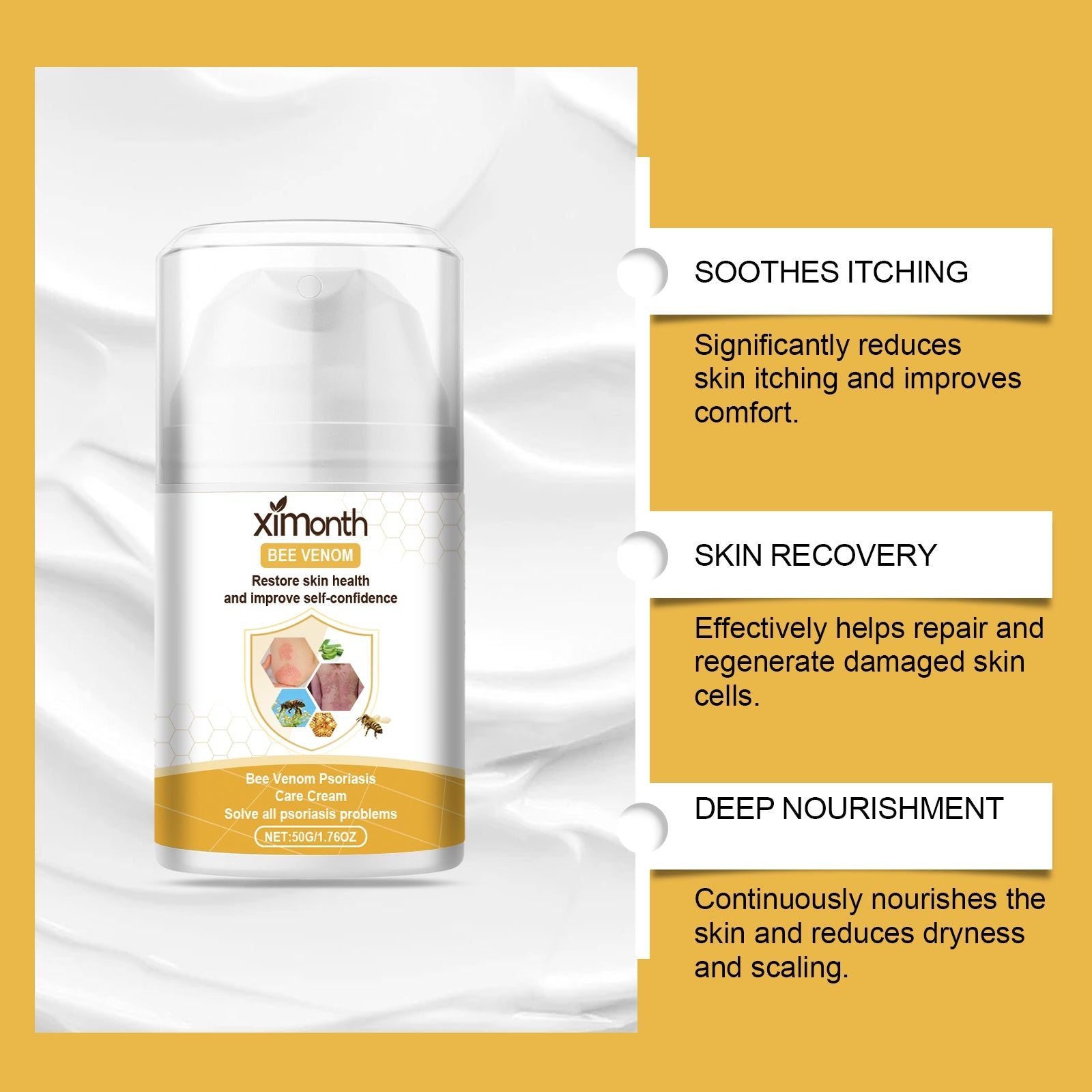 Bee-Venom Moss Cream for Itchy Red Skin, Anti-Itchy, Skin Repair, Moisturizer ,50g