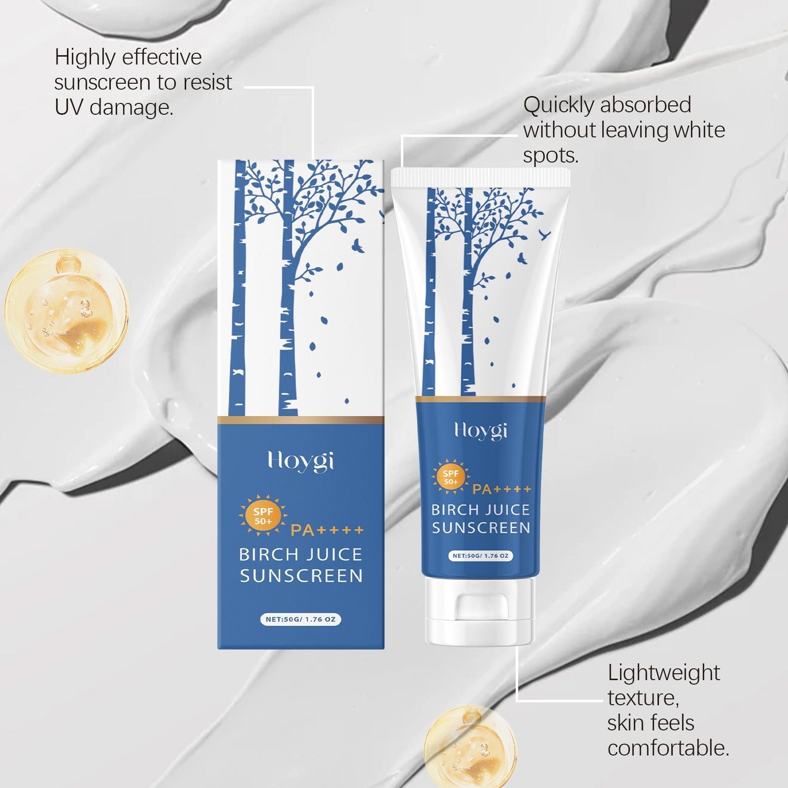 Birch Juice Oil Control Cream, Moisturize Skin, UV Protection, Non-Sticky, Outdoor Sunscreen ,50g