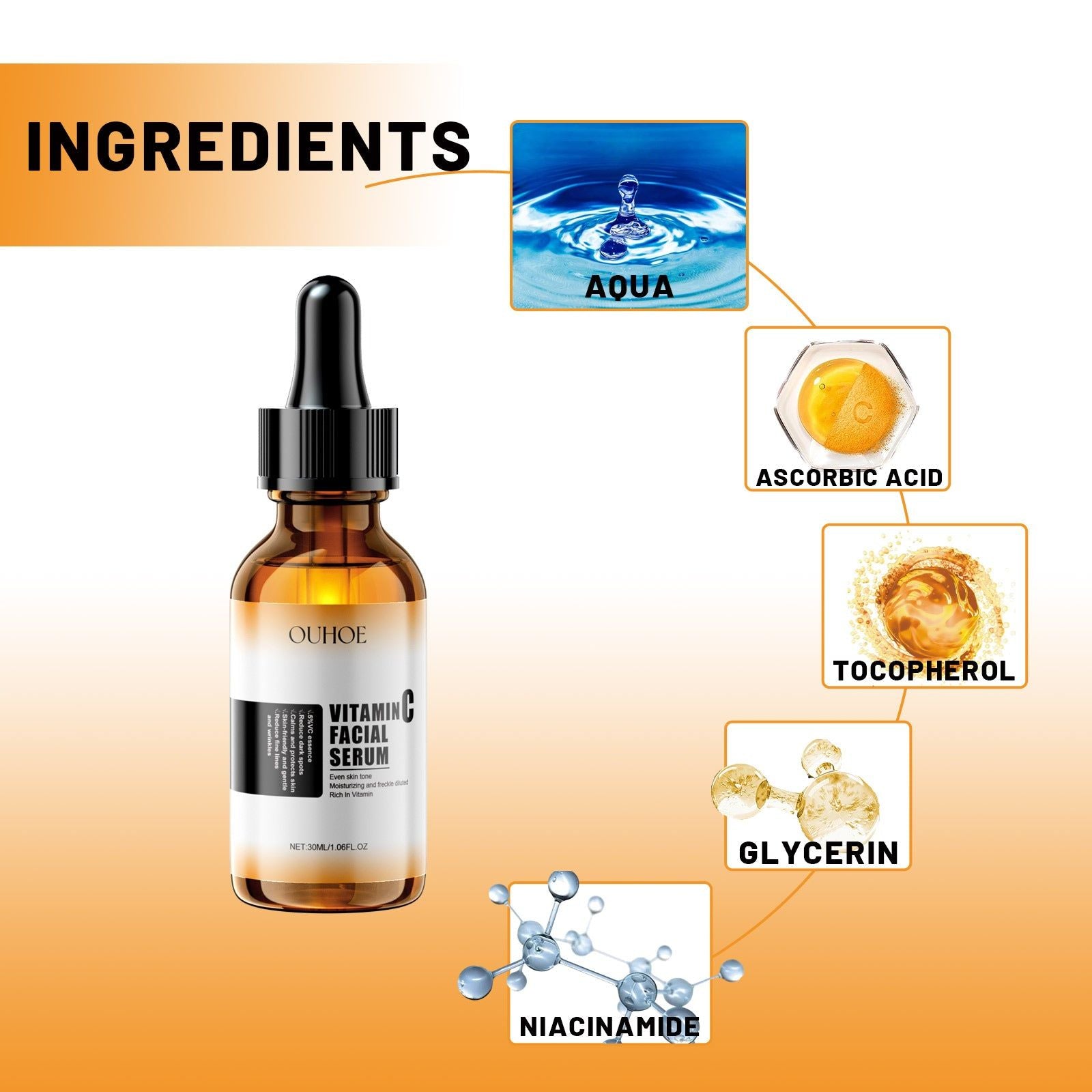 Brightening Skin Face Serum, Reduces Wrinkles, Hydrates, Youthful Glow ,30ml