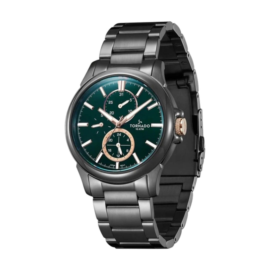 TORNADO Celestia Elite Men's Japanese Black Stainless Steel Quartz Watch