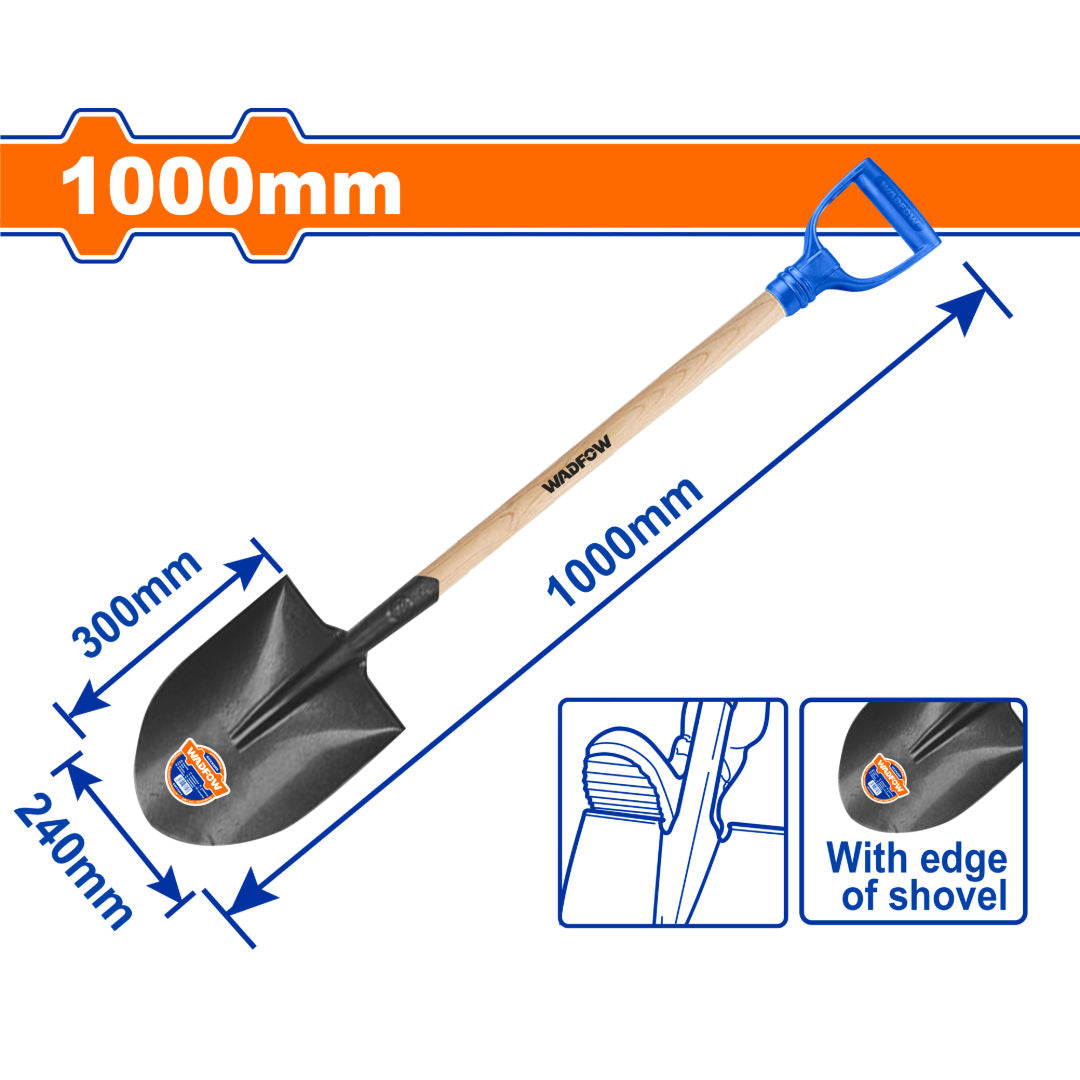 WADFOW Steel Shovel With Wooden Handle