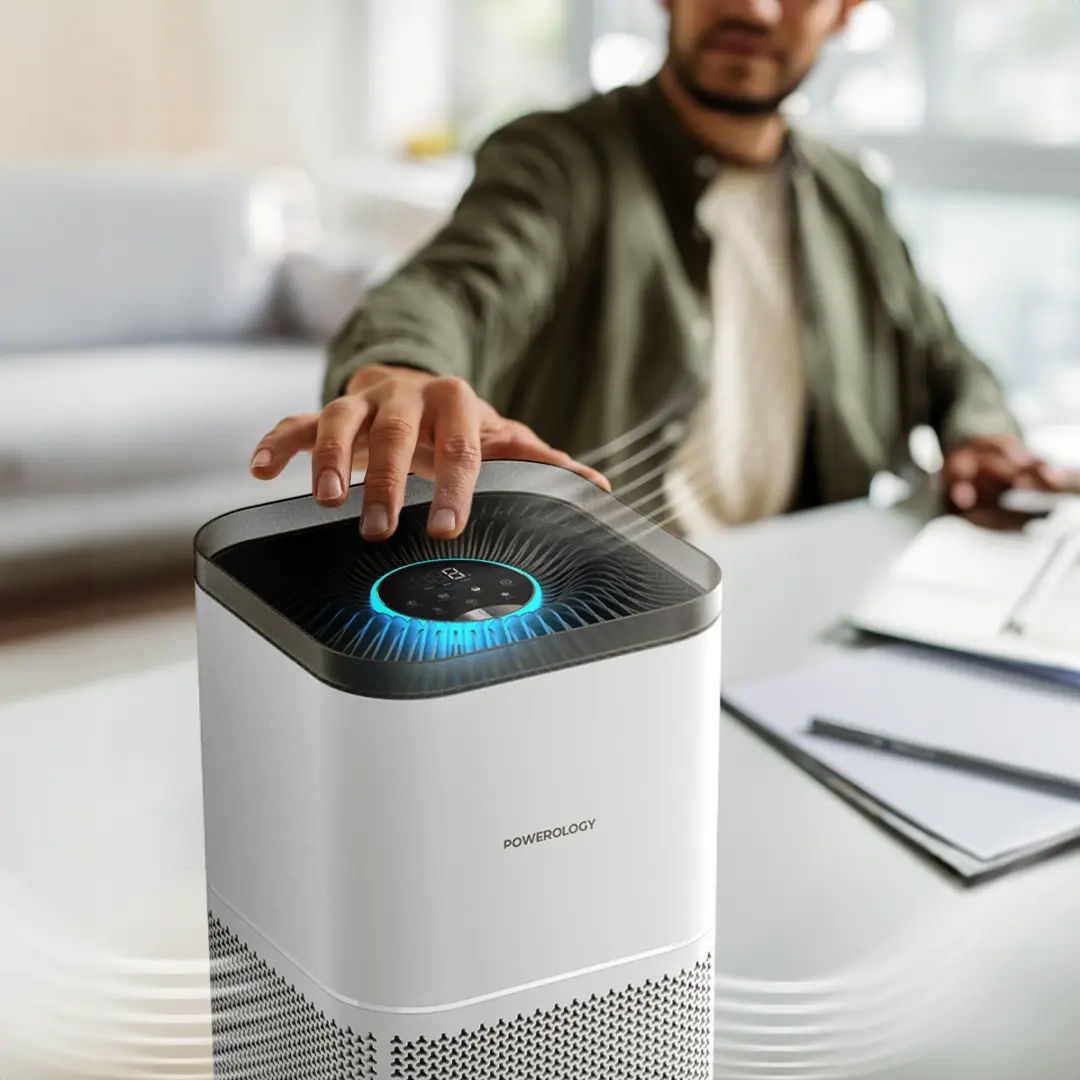 Powerology Smart Air Purifier Eliminate Odor & Smoke, White