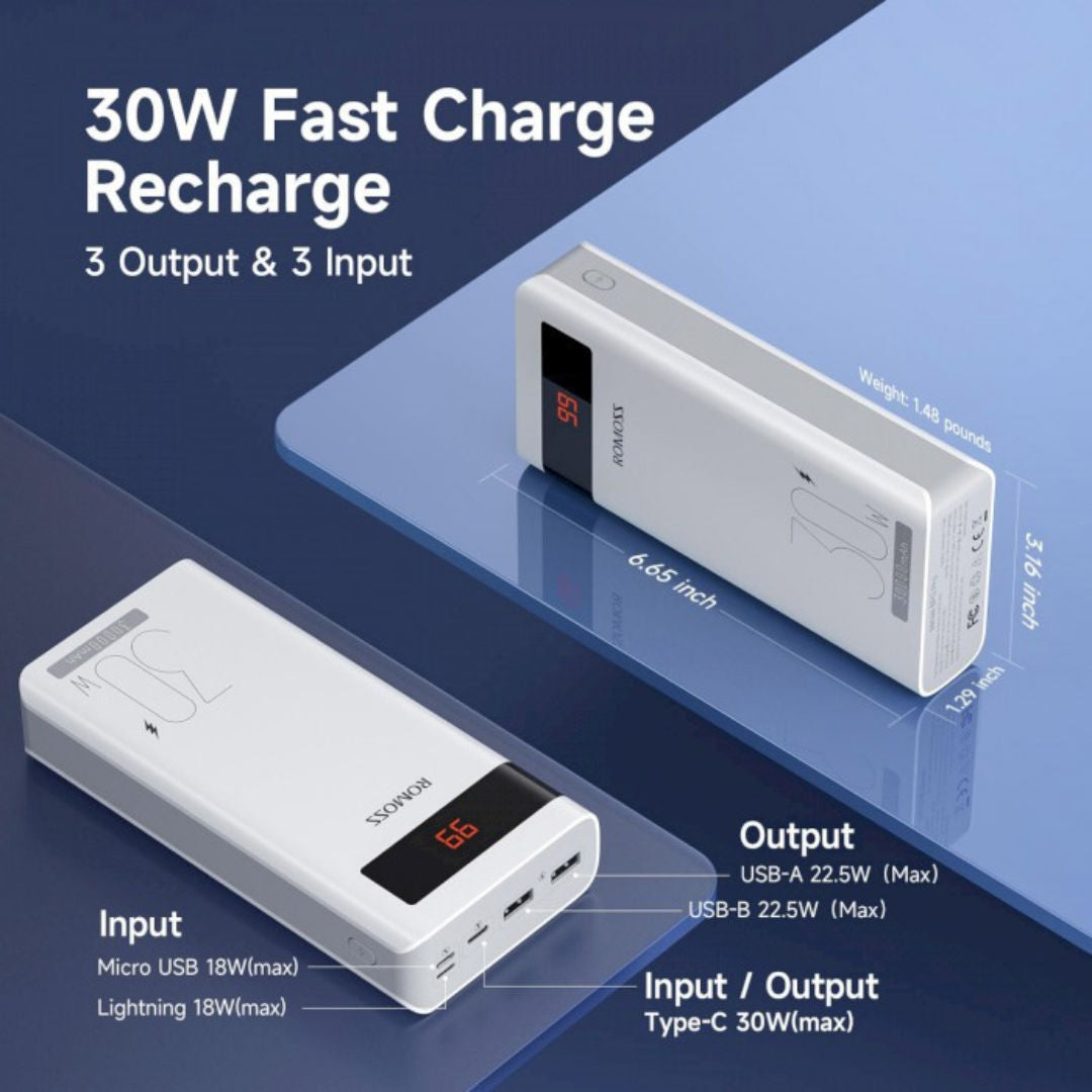 Romoss Sense 8PS Pro 30000mAh Powerbank, 30W, PHP30-892-1133H
