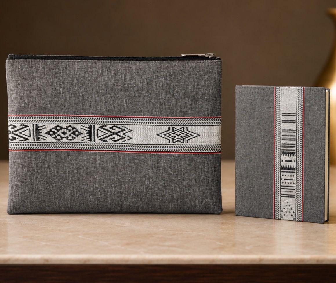 iPad Bag & Notebook Set with Traditional Woven Design, Assorted Colors