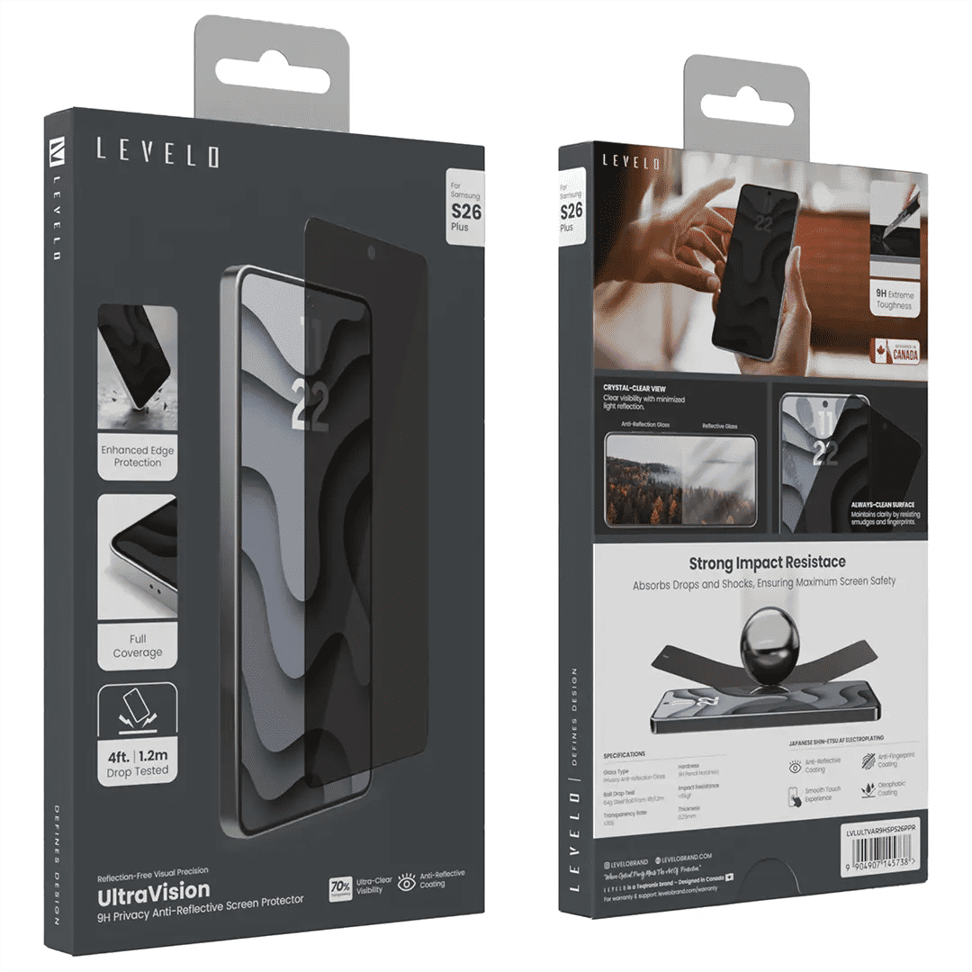 Levelo Ultravision Anti-Reflective 9H Screen Protector For Samsung S26 Series, Privacy