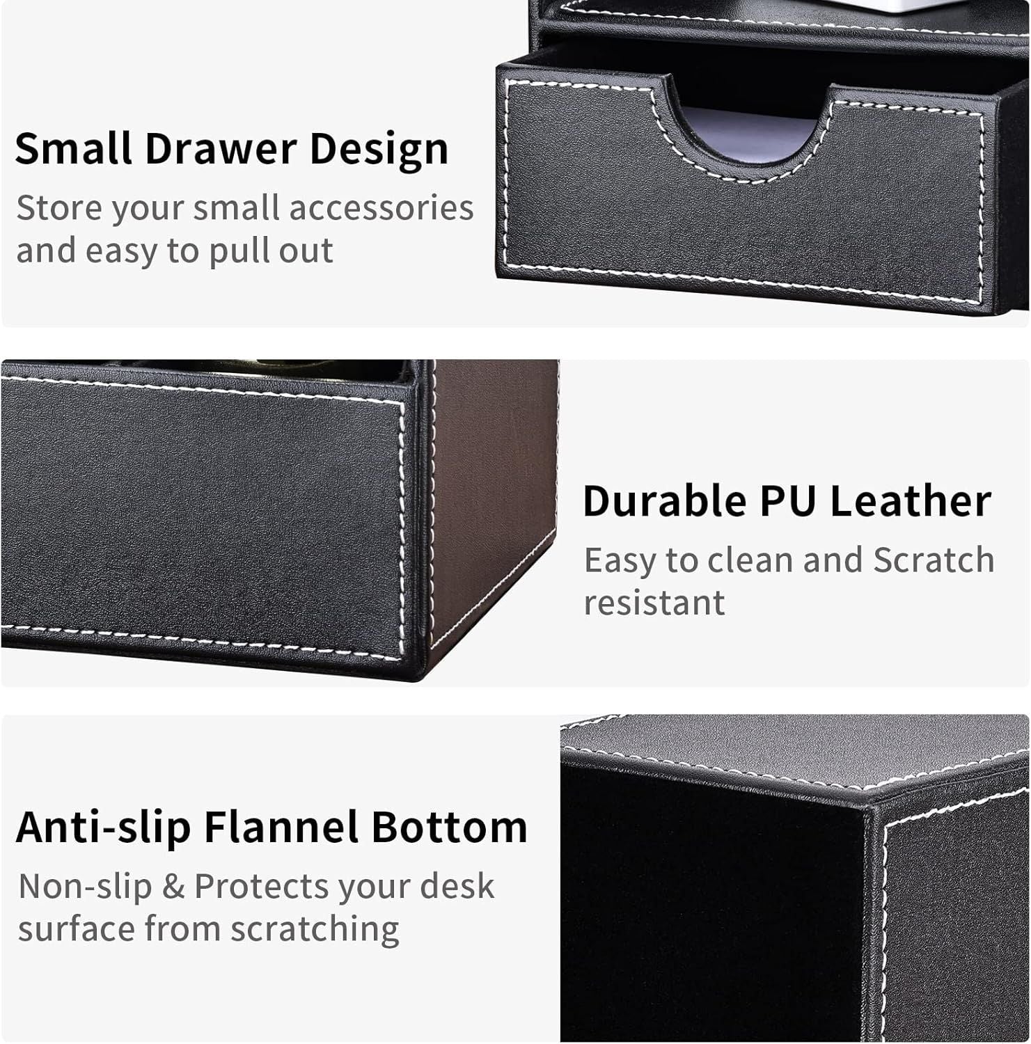 Desk Organizer Storage Case Table Organizer PU Leather Pen Holder Pen Box Office Supplies