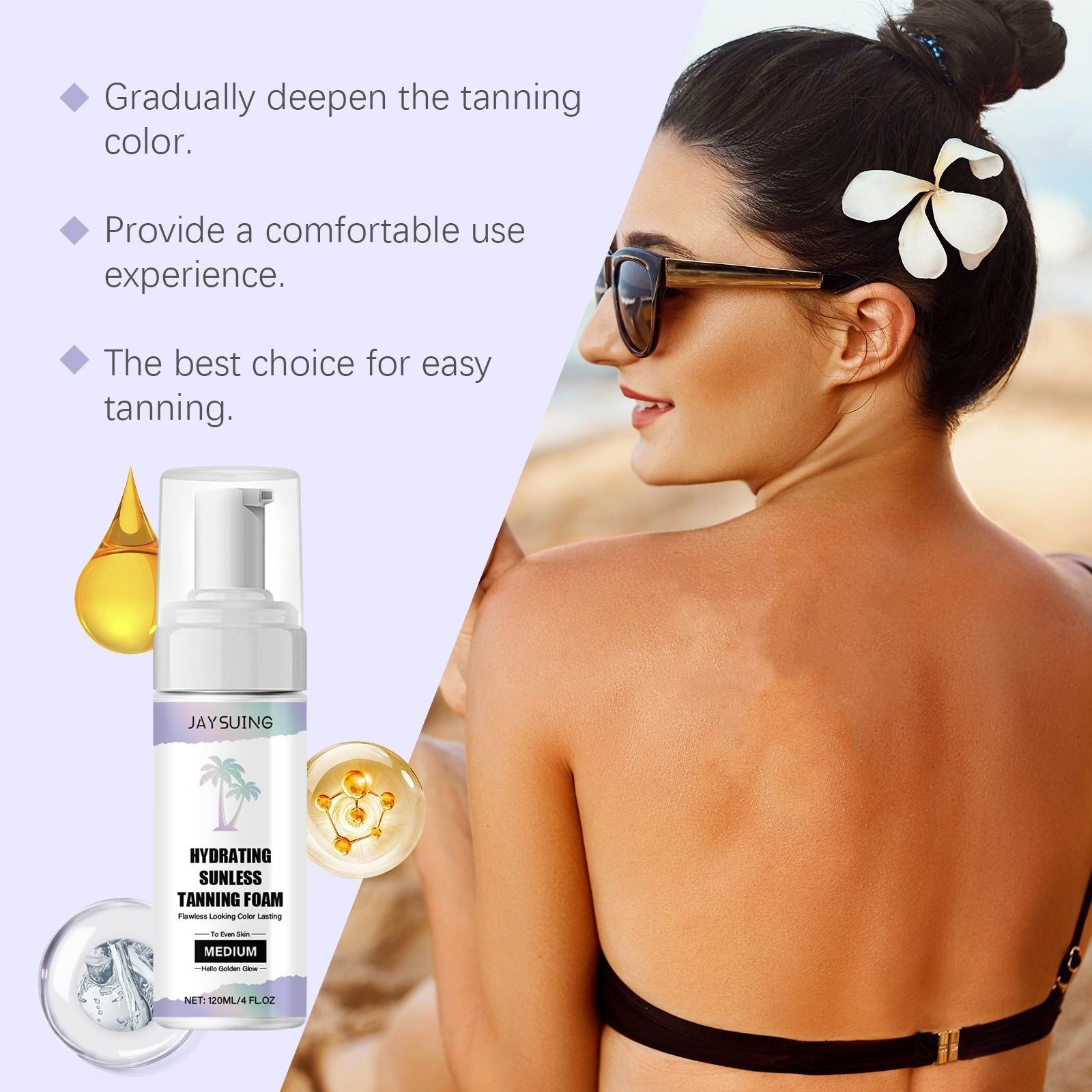 Black Aid Series Moisturizing Tanning Mousse, Natural Bronze, Sun-Free, Fast & Nourishing ,120ml