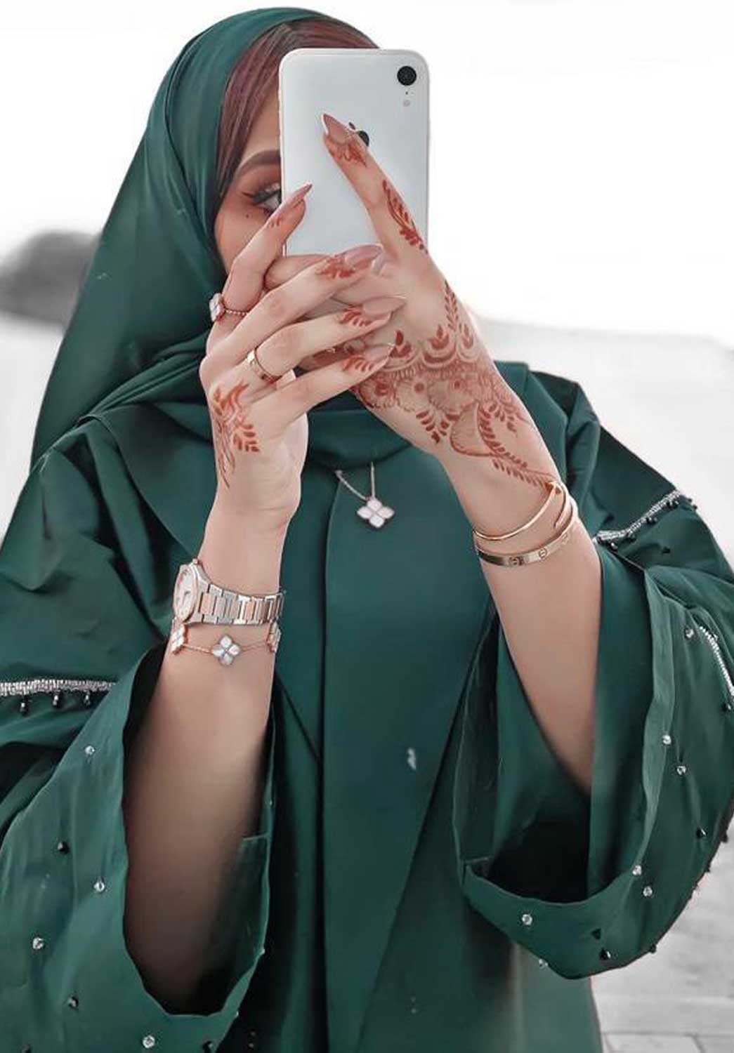 MOiSTREET Green Taffeta Abaya