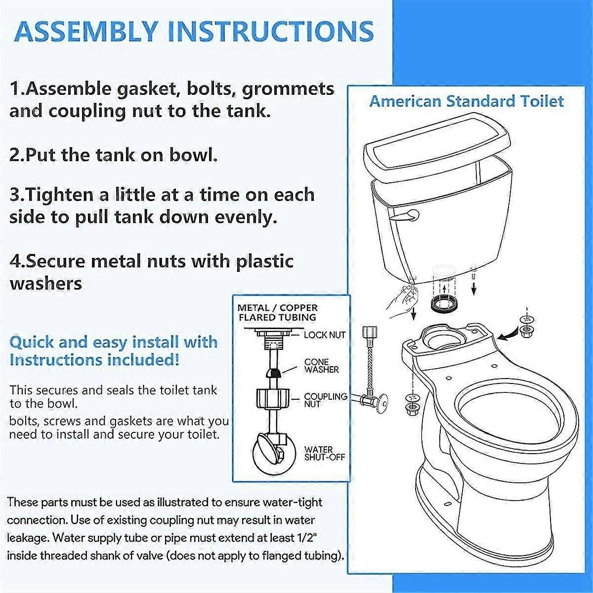 3 Inch Toilet Tank Parts Replacement Kit, Compatible With As738756-0070a Toilet Tank To Bowl Gasket