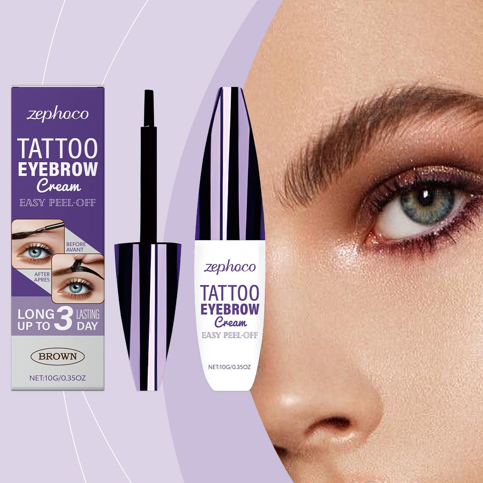 Long-Lasting Natural Eyebrow Cream, Peel-Off, Smudge-Proof, Perfect for Sparse Brows ,10g