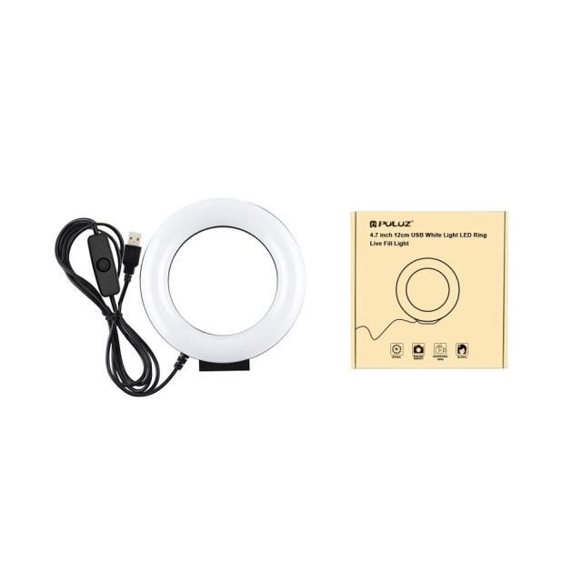 White Light USB for Vlogging, 4.7 Inch Ring, 12cm, Curved Surface, Video Lamp, F