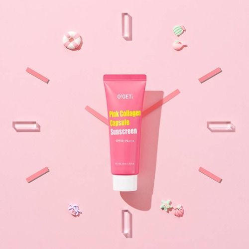 O!GETi Pink Collagen Sunscreen SPF50+ PA++++, Hydrating, Tone-Up UV Protection