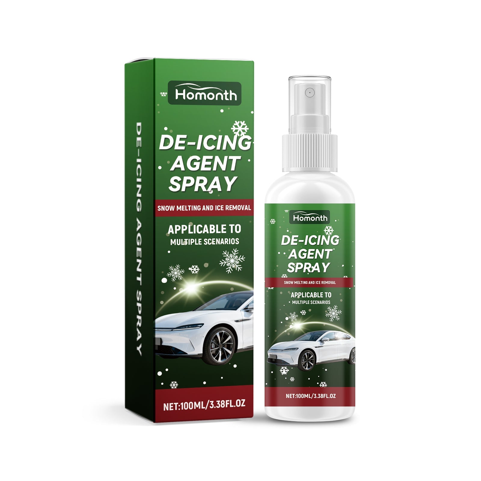 Car Deicing Spray, Anti-Fog Dust-Proof Glass Cleaner, Fast Frost Removal ,100ml
