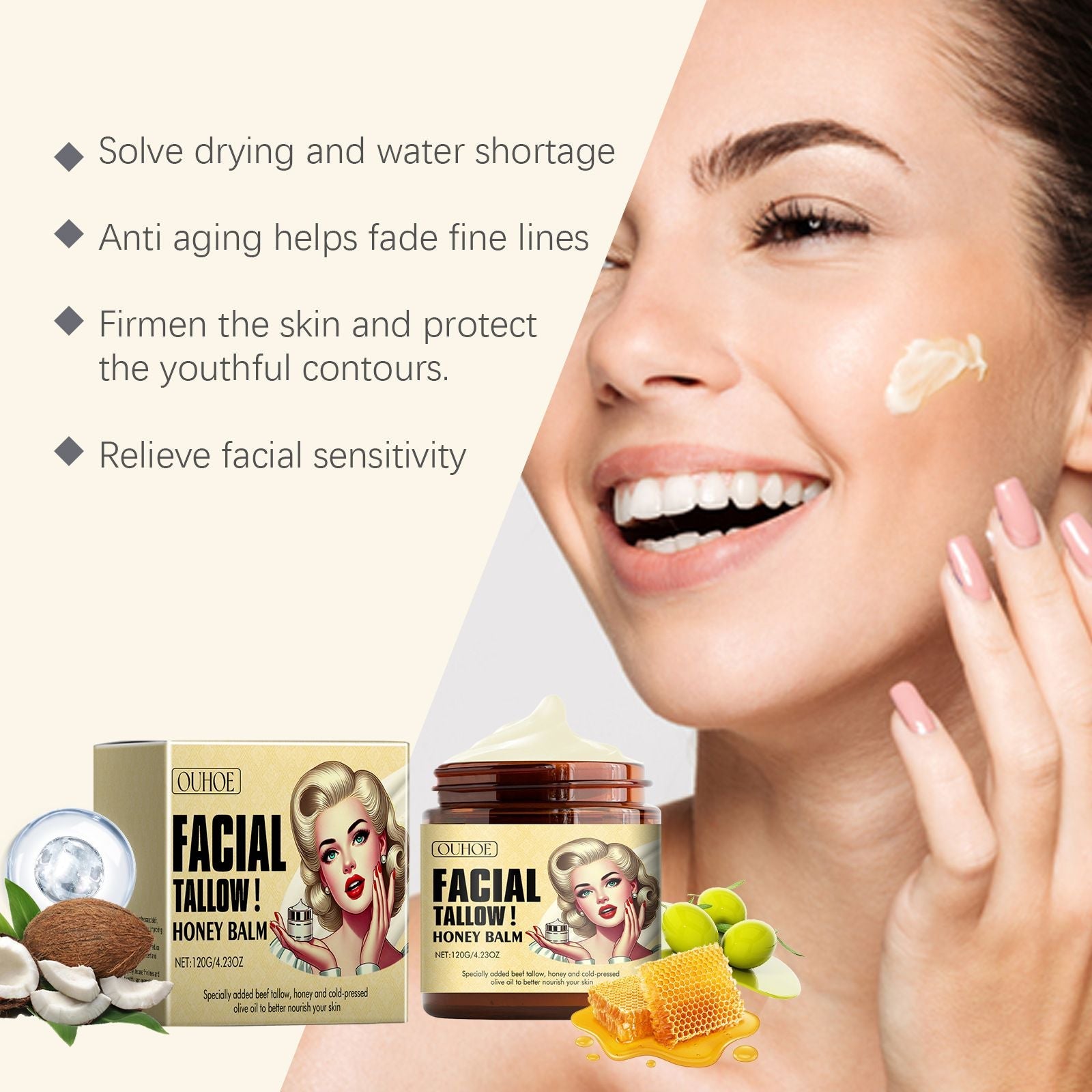 Honey Moisturizing Cream Hydrating Skin Care 120g