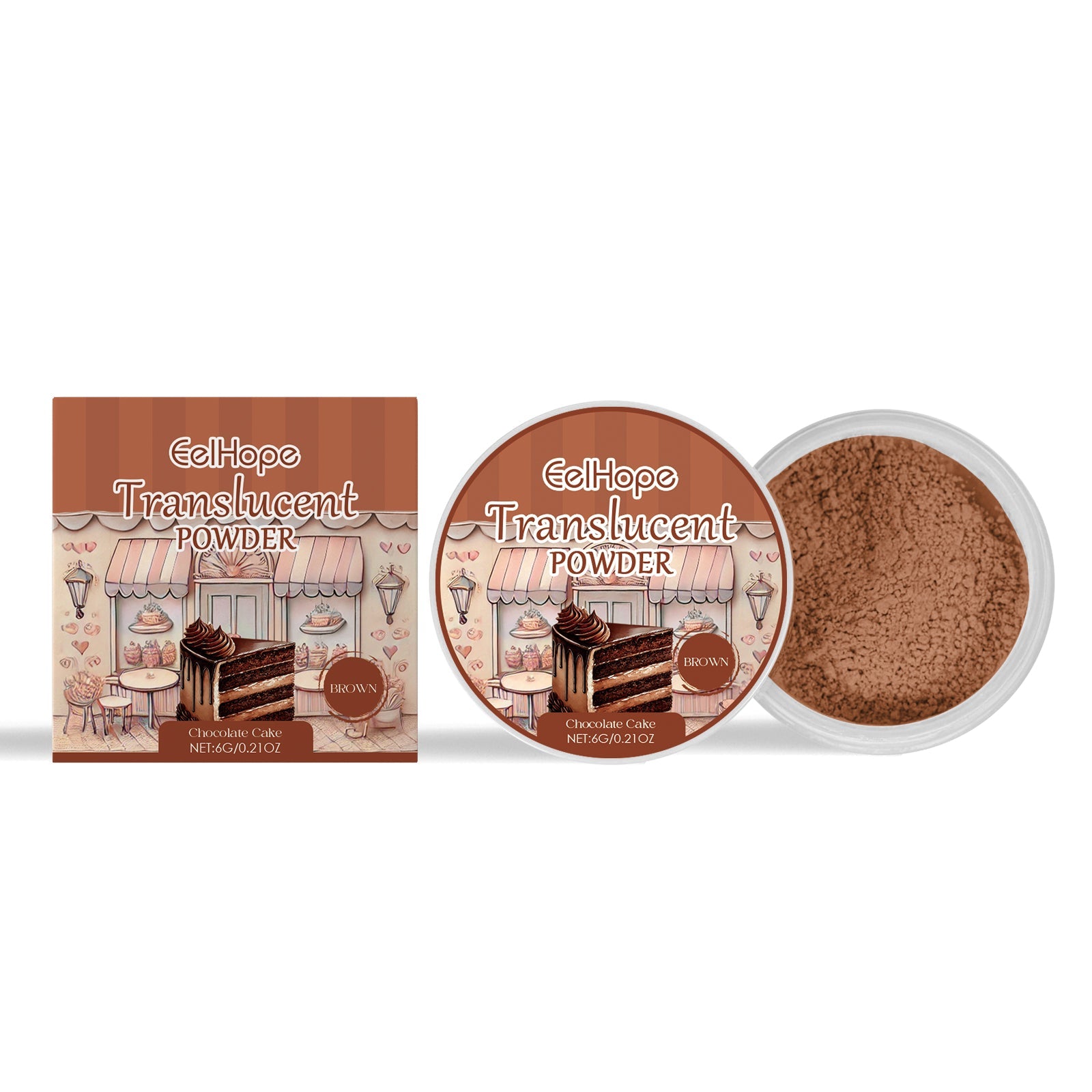 Brown Translucent Face Setting Powder, Oil Control, Long-Lasting Makeup ,6g