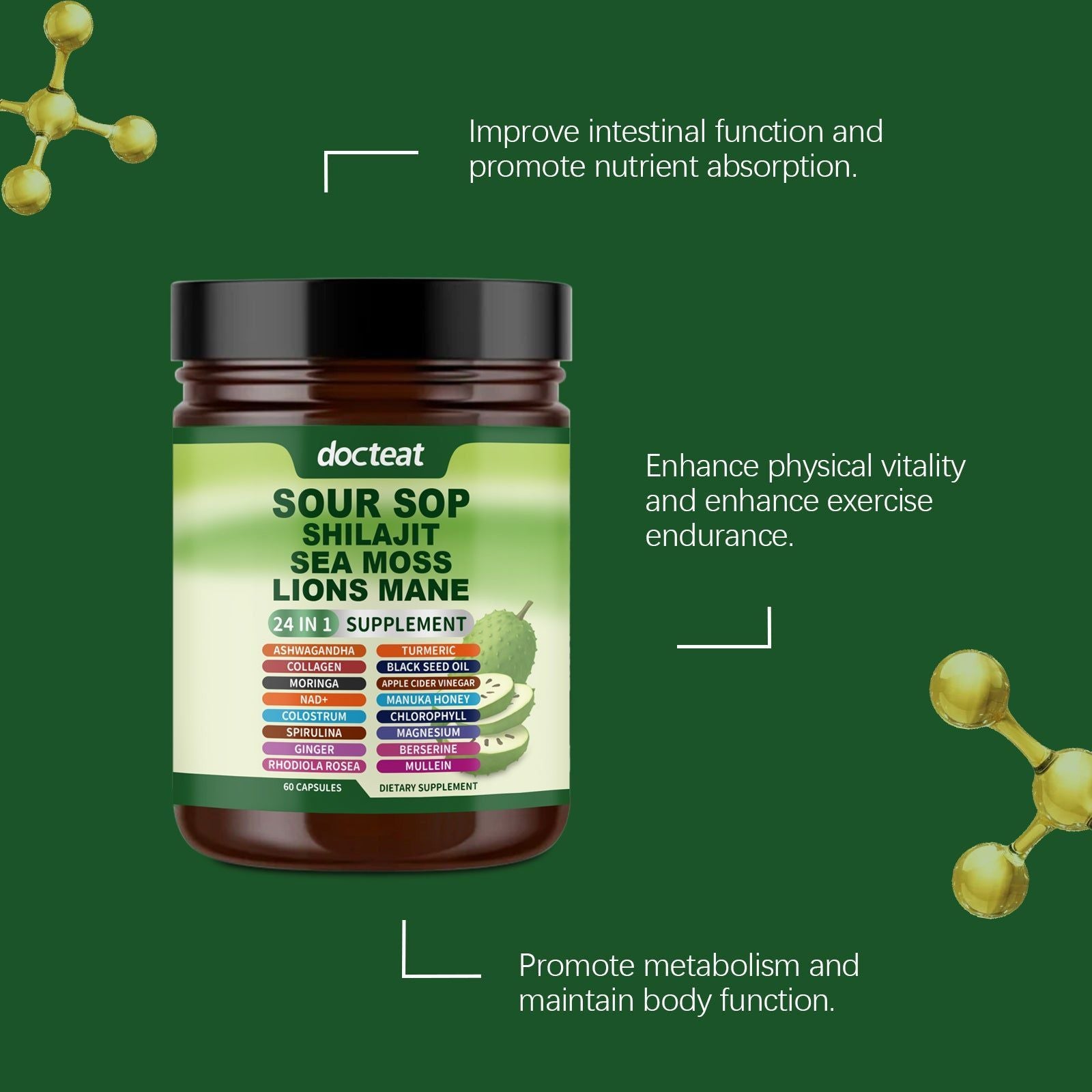 Boost Your Body Care with 24-in-1 Spiny Fruit Capsules, Improve Digestion and Vitality ,60pcs