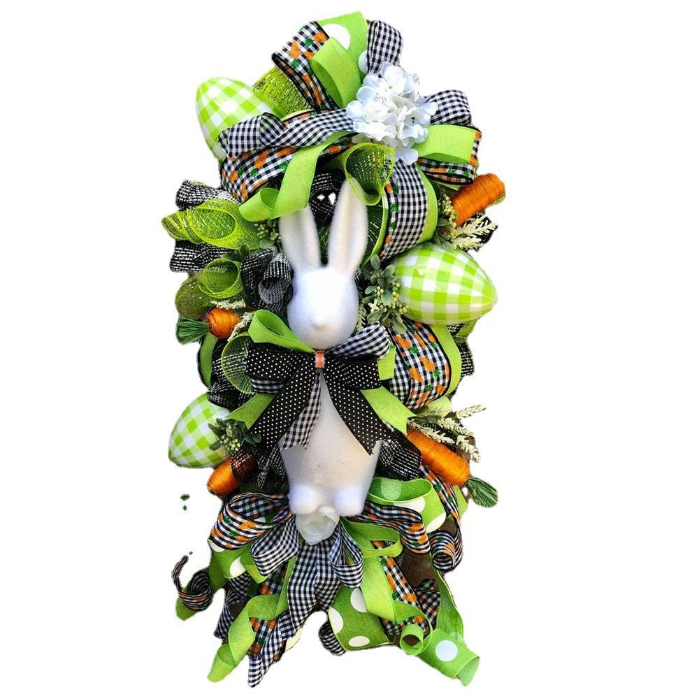 Easter Bunny Wreath Rabbit Carrot Garland Decor Hanging Ornament For Door Wall