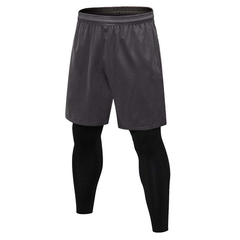 Men 2 In 1 Running Shorts Compression Pants Sport Leggings Breathable Quick Dry Tights
