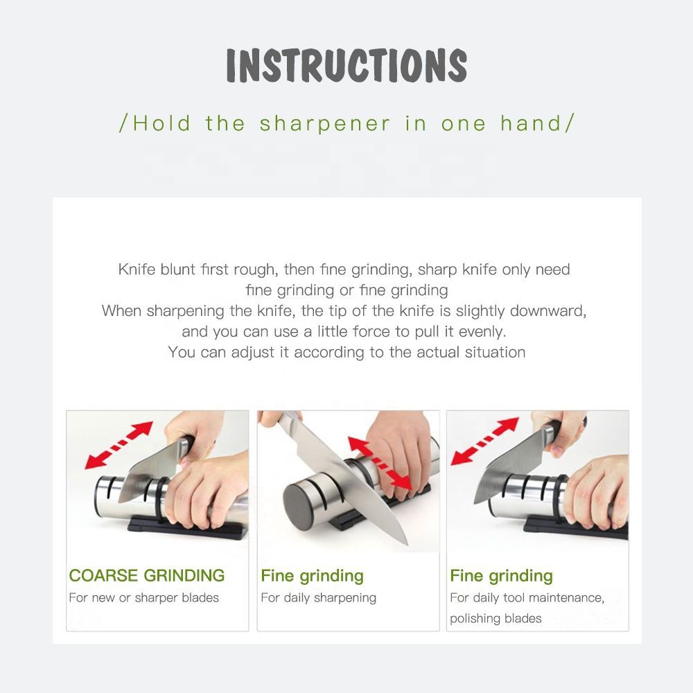 Kitchen Knife Sharpener 3 Stages Scissor Sharpening Tool Household With Non Slip Base