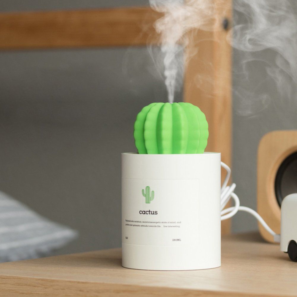 Mini Cactus Air Humidifier USB Portable Cool Mist Air Diffuser For Desk