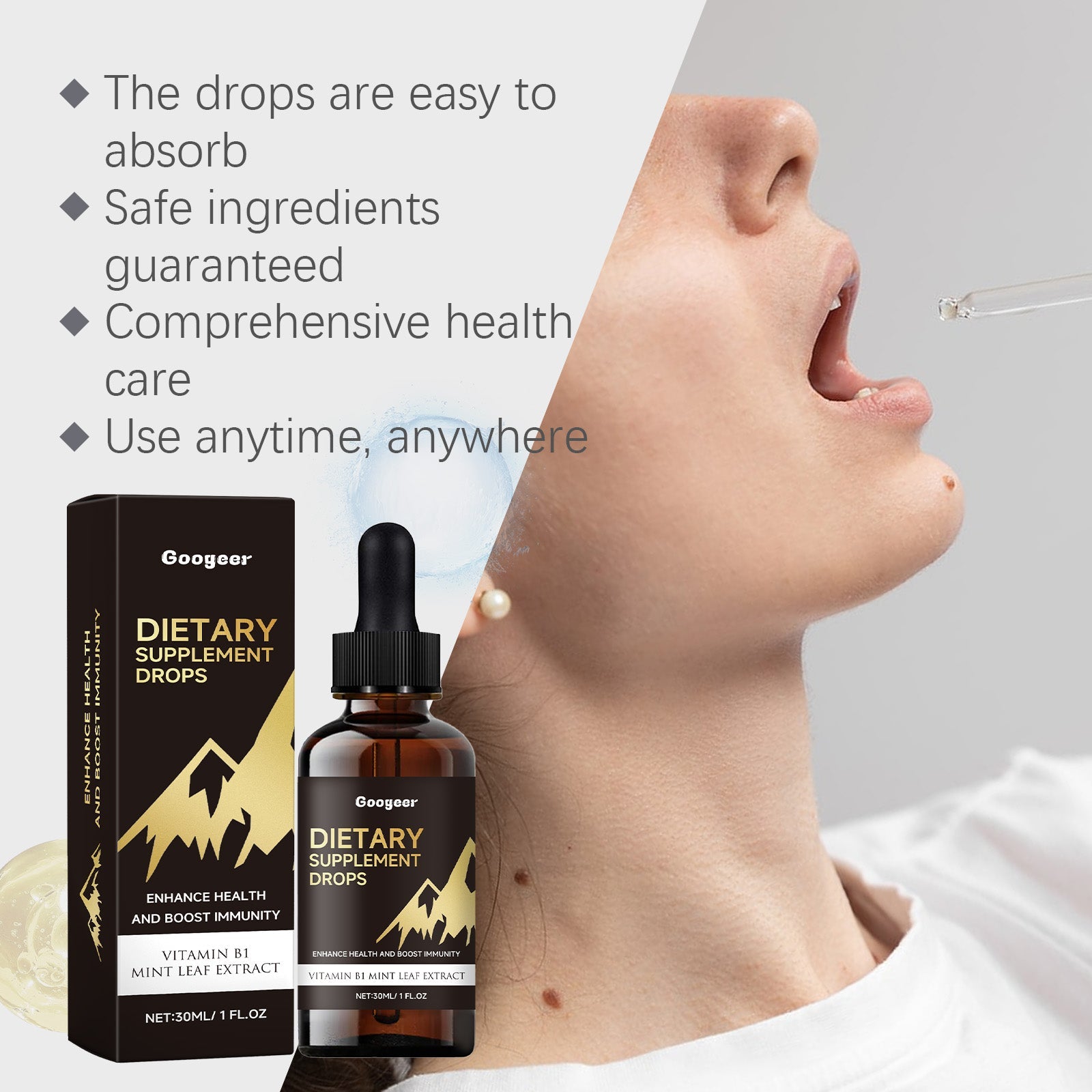 Body Care Drops, Natural Nutrition Boost, Fast Absorption, Safe and Effective ,30ml