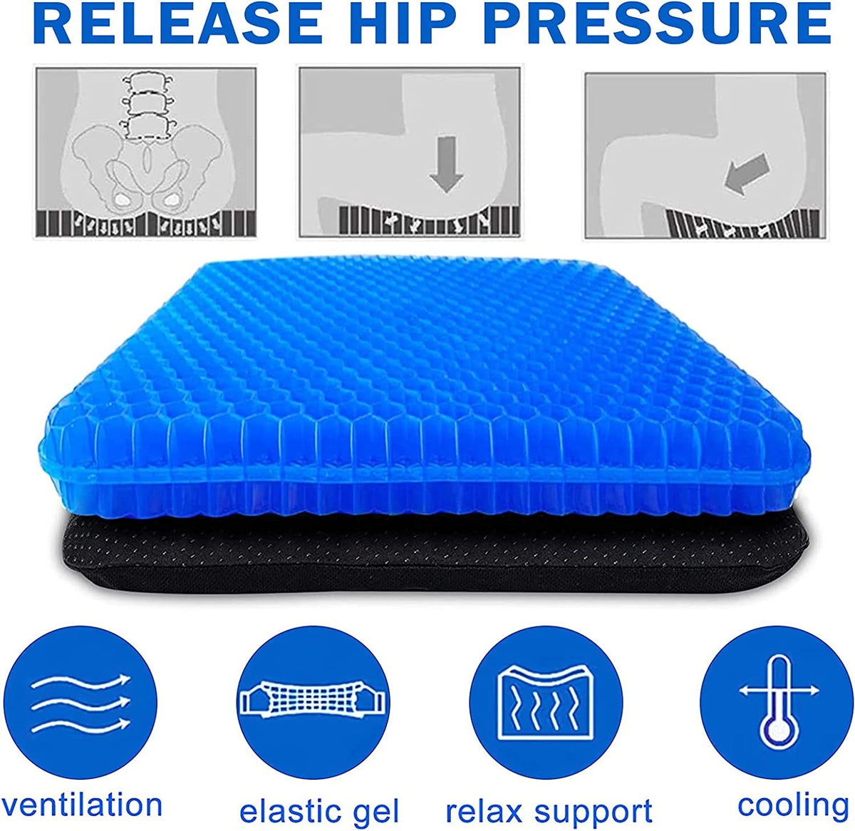 Cooling Car Seat Cushion Breathable Office Silicone Chair Mat Honeycomb Seat Pad