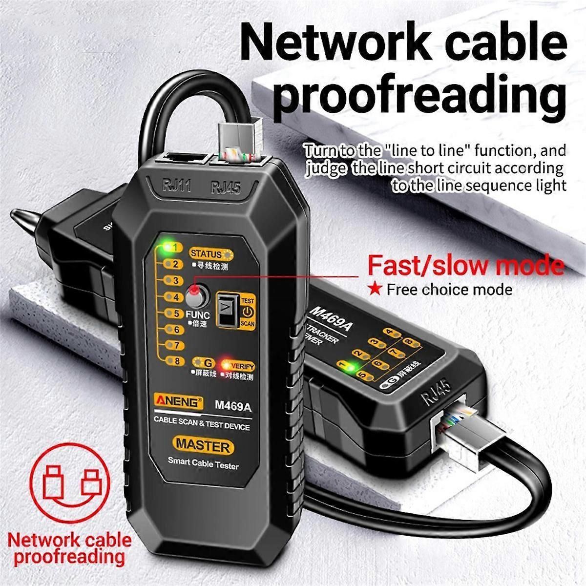 M469A Network Cable Finder RJ45 RJ11 LAN Finder Tester ,Black