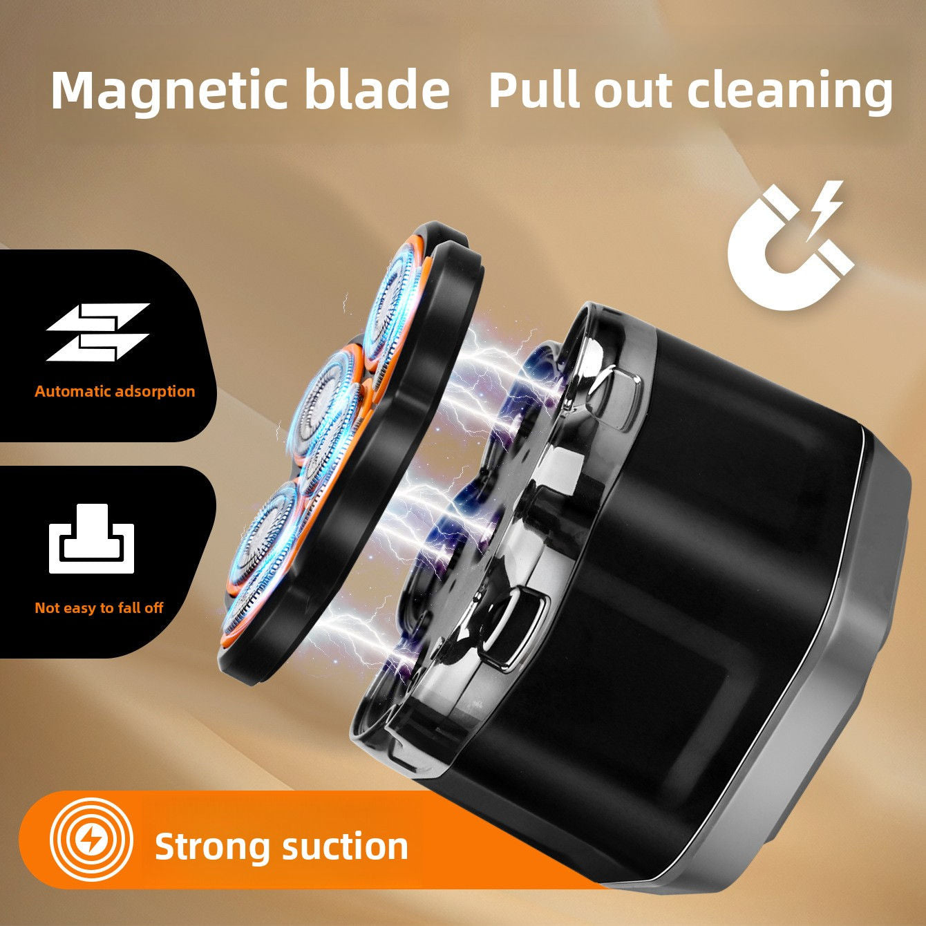 7-Blade Magnetic Electric Shaver with LED Display and USB Charging