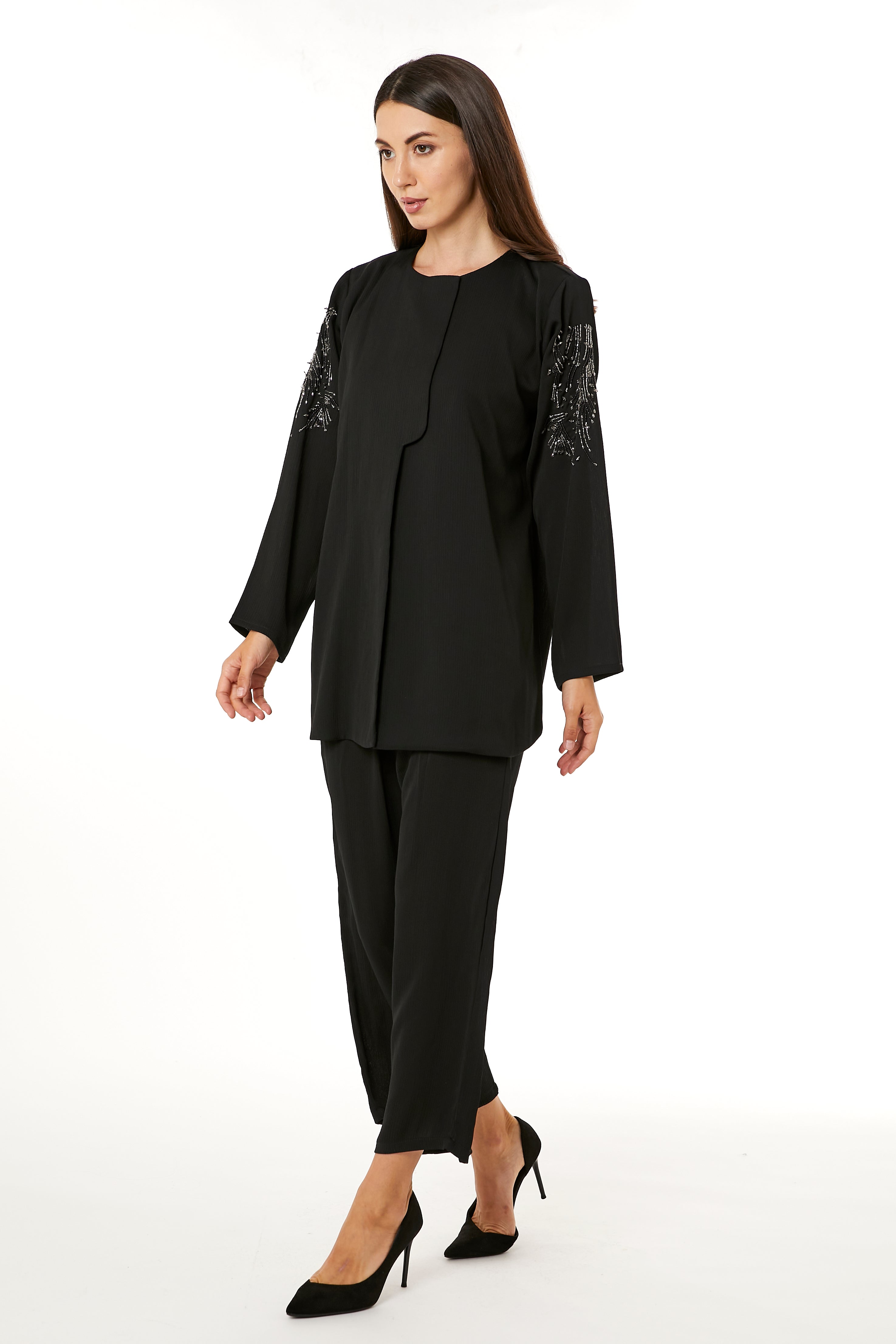 MOiSTREET Black Zoom Top and Pants Set Travel wear