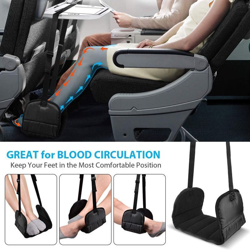 Airplane Footrest Portable Travel Foot Hammock Adjustable Height Plane Leg Rest