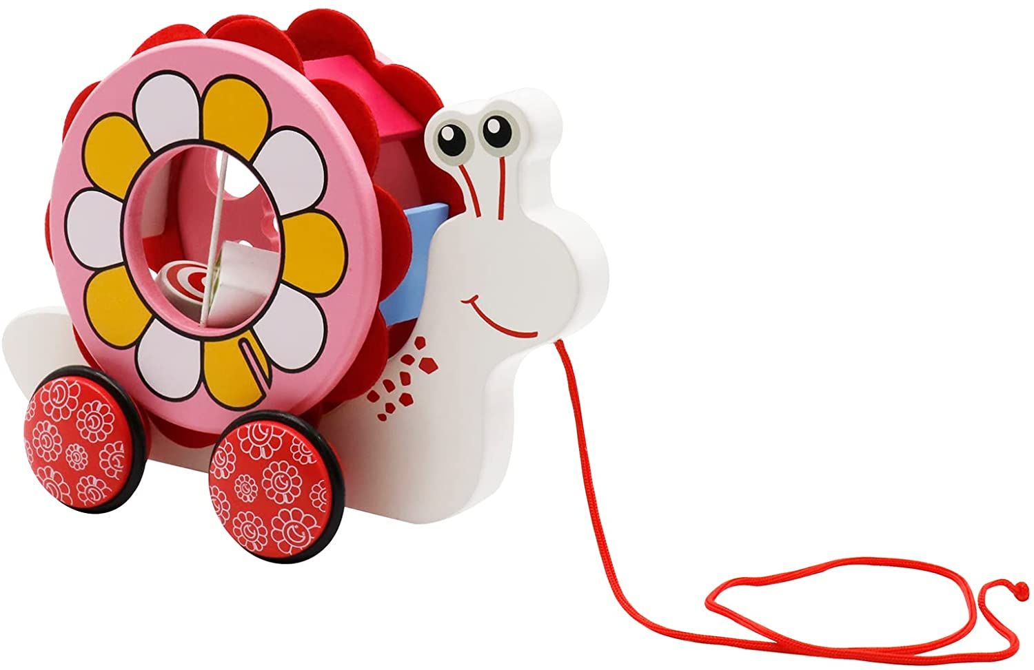 Pull Along Toy Wooden Puzzle Walking Snail Shape Sorter Toddler Educational Toys