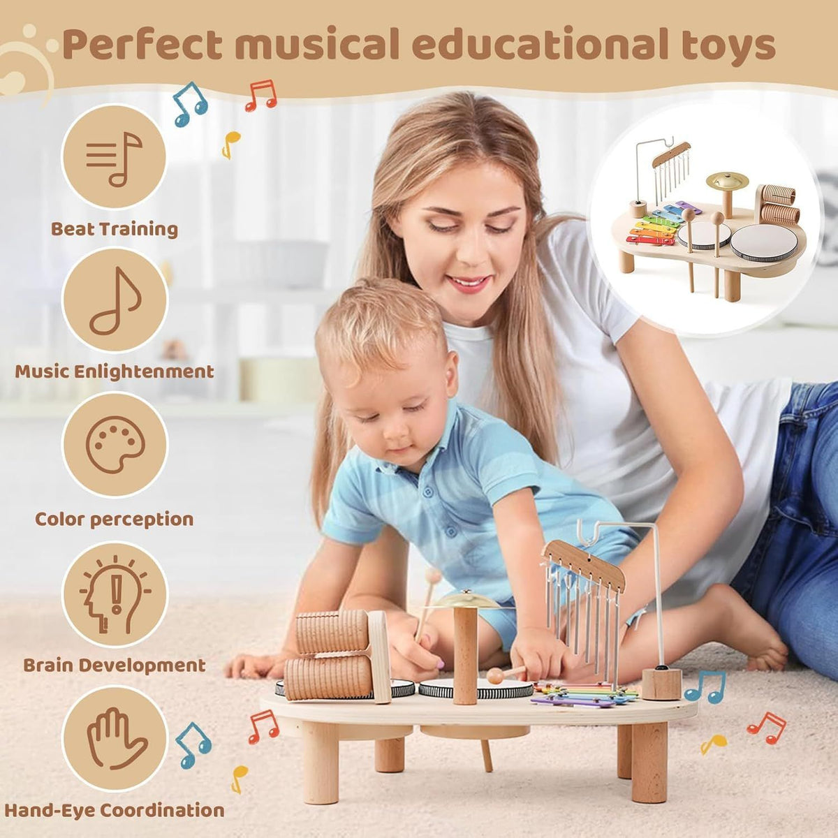 Kids Drum Set Musical Instruments Baby Musical Toy Montessori Drum Kit Birthday Gifts