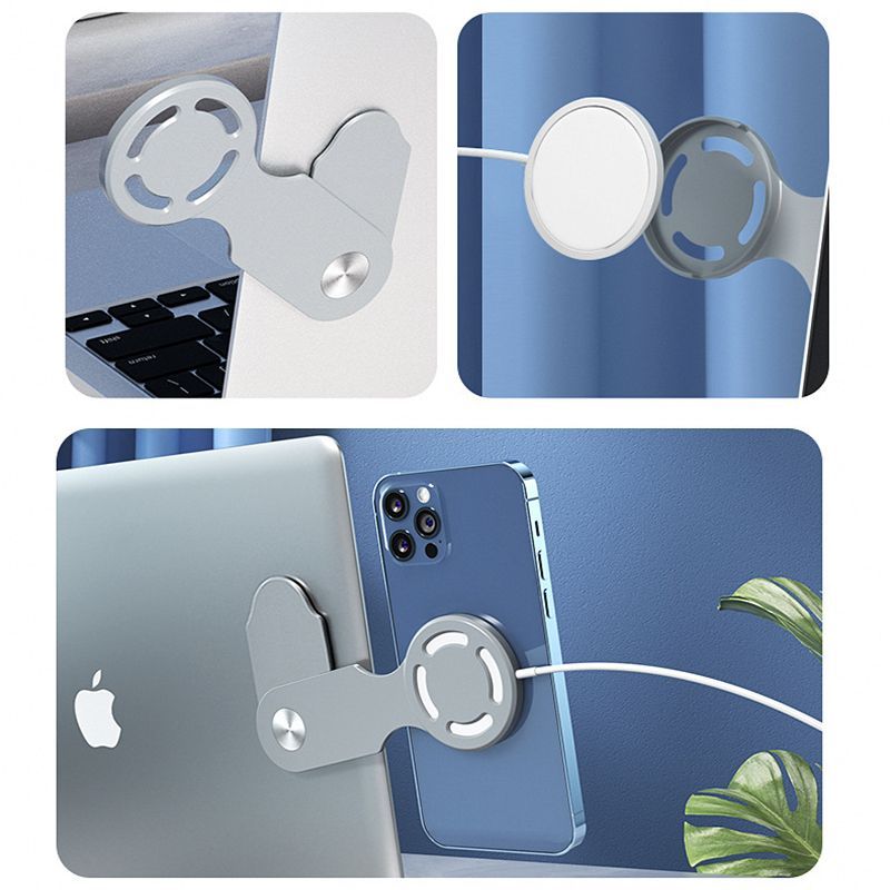 Side Screen Phone Mount Magnetic Laptop Phone Holder With Wireless Charging