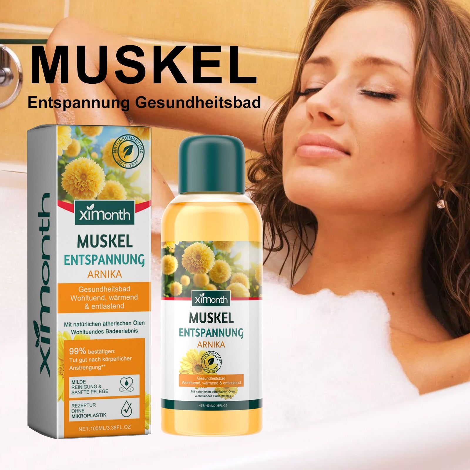 Bath Oil for Body Cleansing, Moisturizing, Exfoliating, Relaxing, Skin Brightening ,100ml