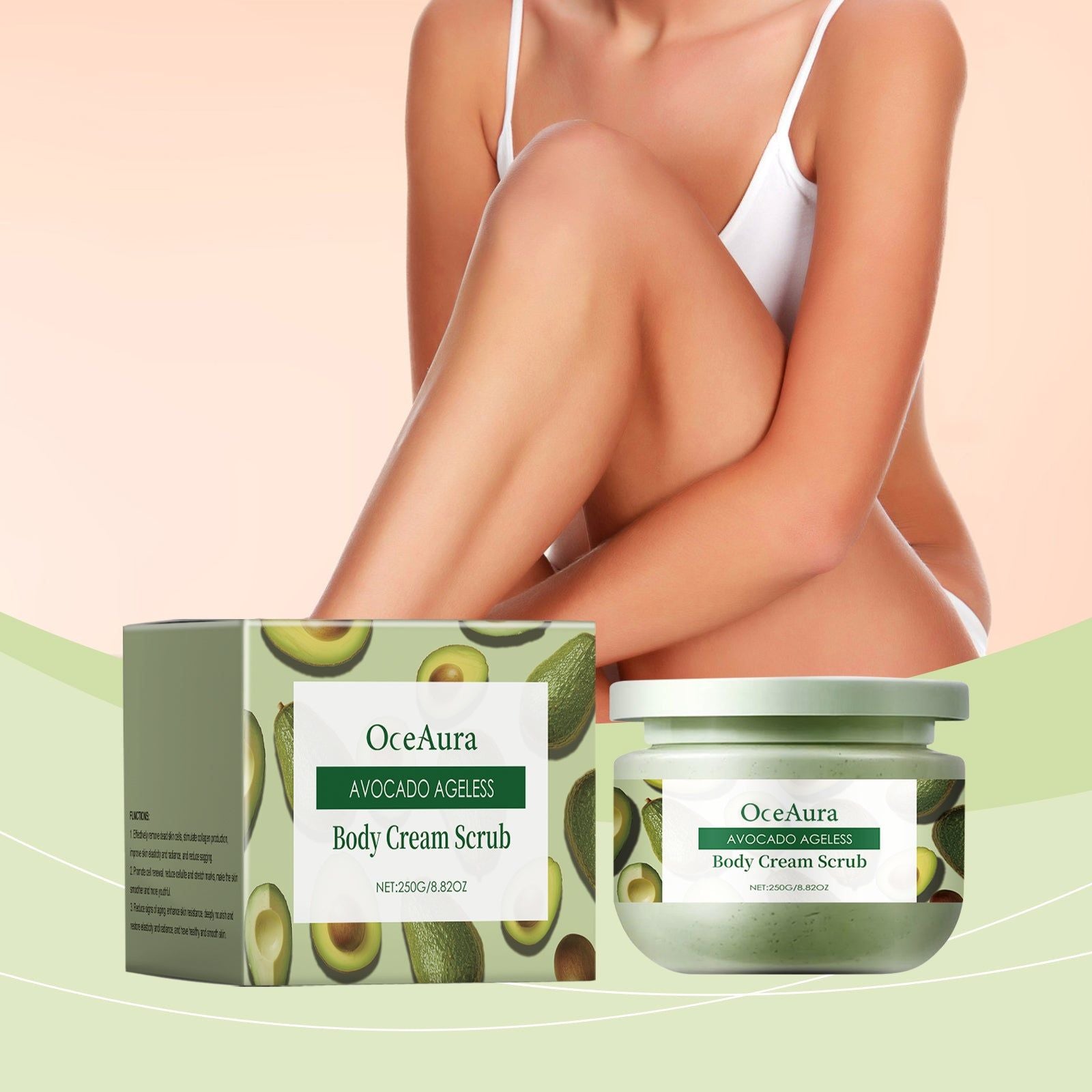 Avocado Body Scrub, Exfoliating, Moisturizing, Hydrating, Soft Skin, Body Care ,250g