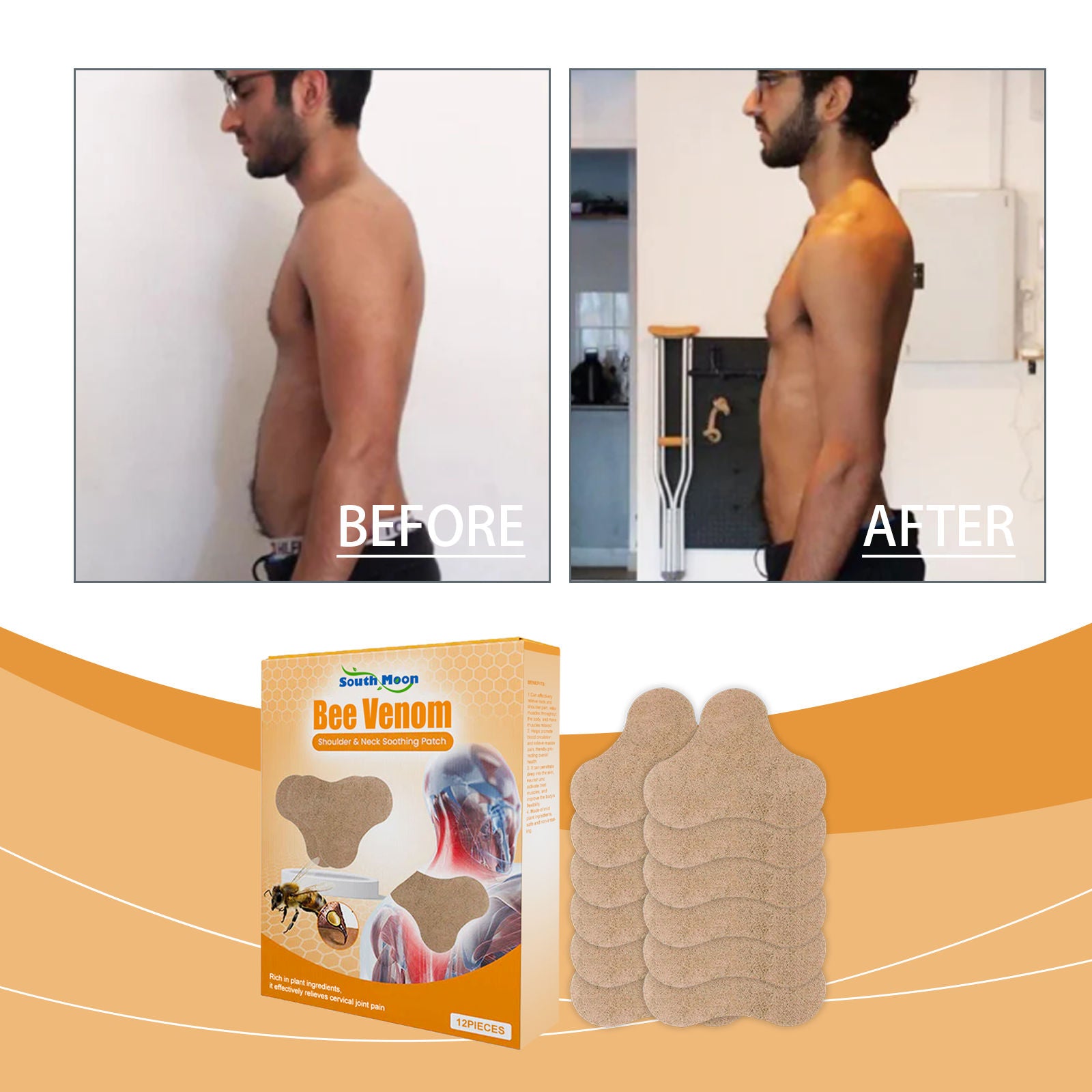 Relieve Neck Shoulder Pain with Body Care Patch, Fast-Acting Muscle Relaxer, Natural Pain Relief ,12pipcses