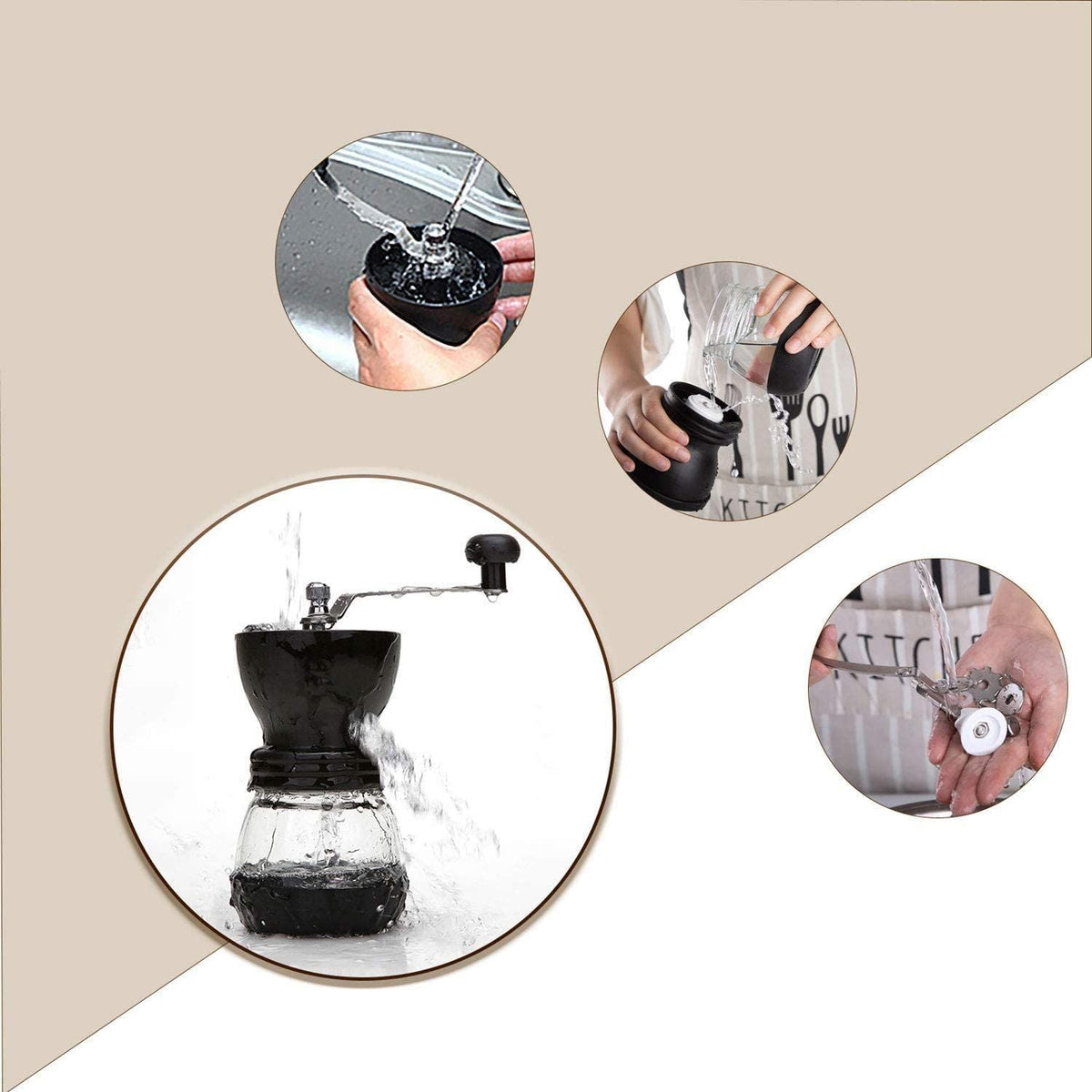 Manual Coffee Grinder Handheld Coffee Mill With 2 Glass Jars For Drip Coffee Espresso