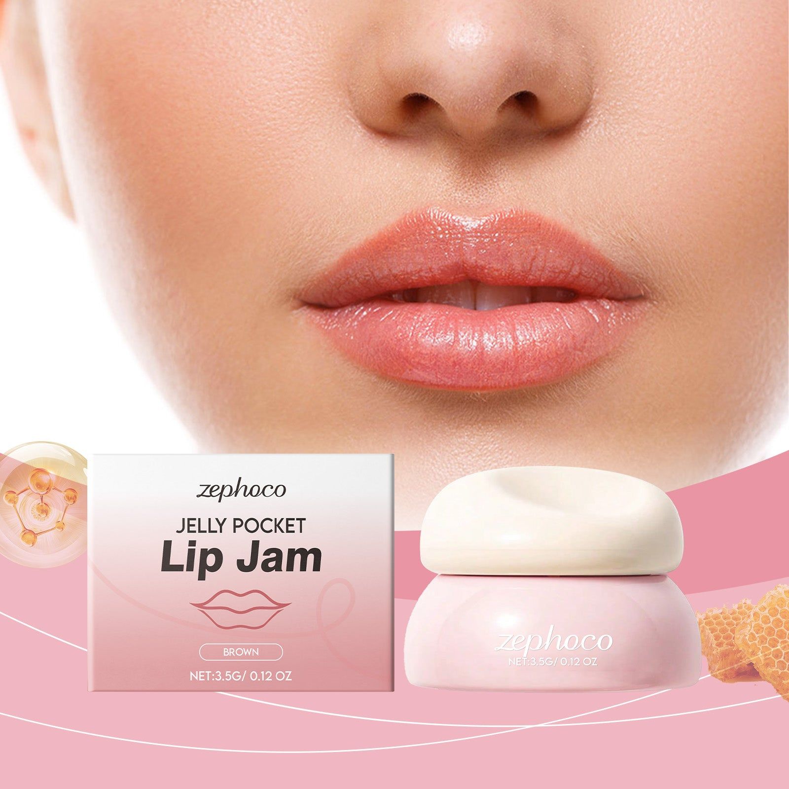 Brown Jelly Lip Balm, Hydrating Lip Care, Moisturizes, Brightens, Dry Lips ,3.5g