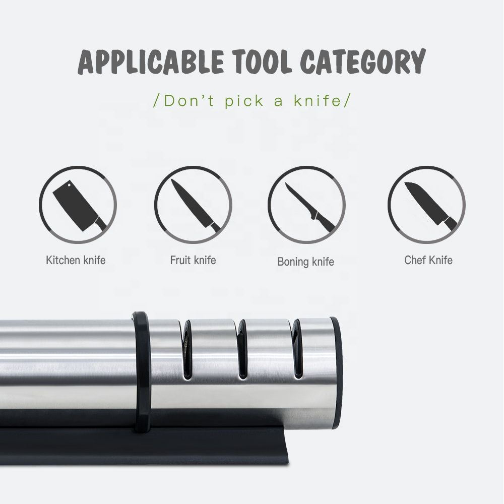 Kitchen Knife Sharpener 3 Stages Scissor Sharpening Tool Household With Non Slip Base