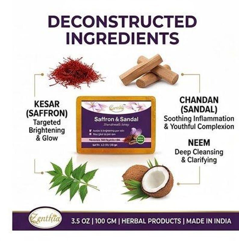 Trustmeds Saffron & Sandalwood Soap with Neem & Coconut Oil