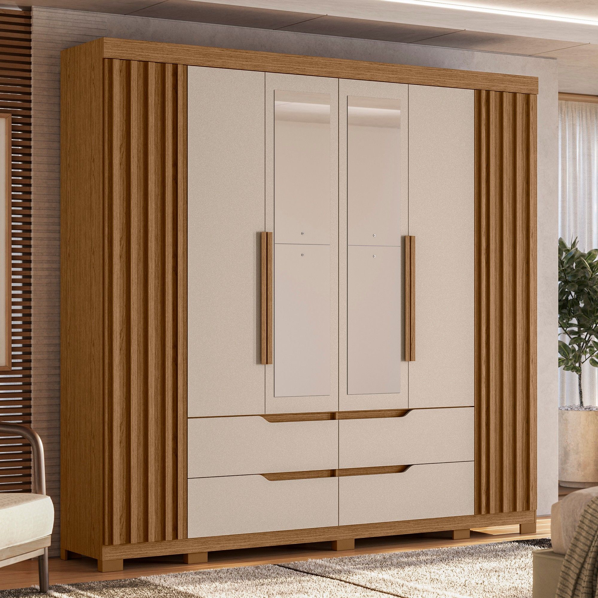 Doble Casal 6 Door Wardrobe with Mirror