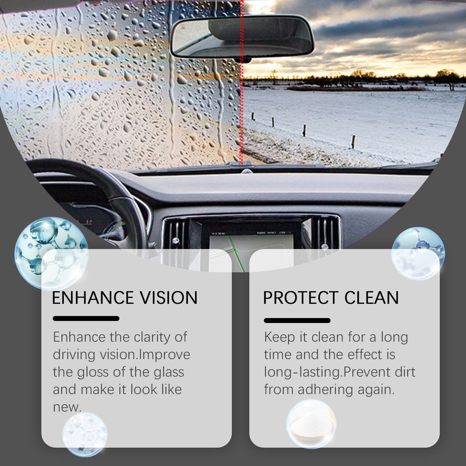 Car Oil Film Clean, Glass Cleaner, Stubborn Oil Remover, Easy to Use, No Odor ,150ml