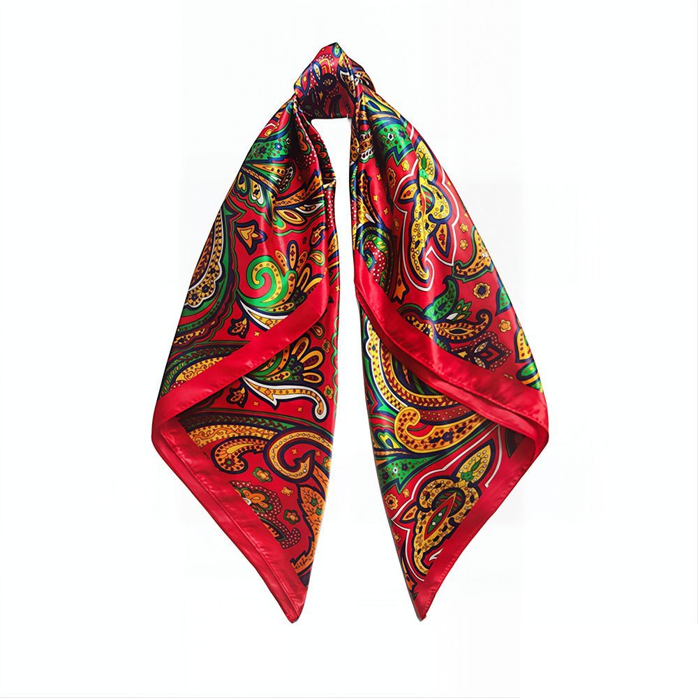 4Pcs Paisley Satin Silk Square Scarf Set for Women 90cm